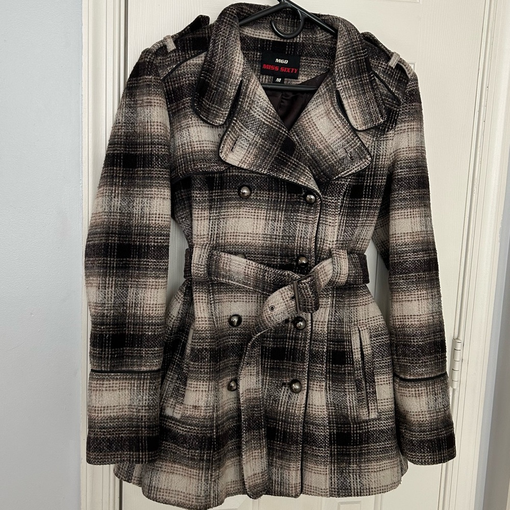 Cute, Stylish Classy Wool Blend Warm Winter Coat with Waist Belt